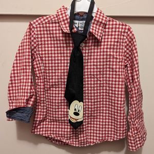 Disney Christmas Button Down w/ Tie  Boys Size 3T